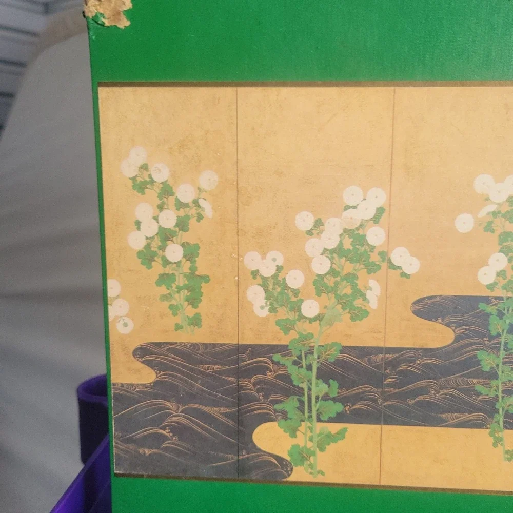 Chrysanthemums By A Stream Vintage File Folder Box Holder Vintage Oriental